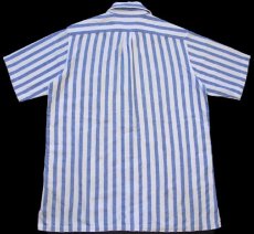 画像2: 90s L.L.Bean COOL WEAVE ストライプ 半袖 コットンシャツ 青×白 L (2)