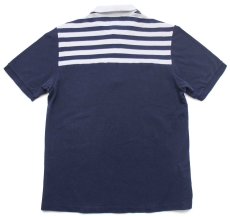 画像2: CHEMISE LACOSTE ラコステ 85周年 ライン コットン 鹿の子 ポロシャツ 紺 M (2)