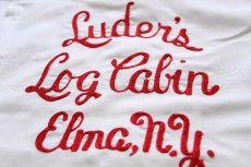 画像4: 60s USA製 NAT NAST Luder's Log Cabin Elma,N.Y. チェーン刺繍 ボウリングシャツ 白 (4)