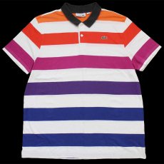 画像1: LACOSTE SPORT ラコステ グラデーション 太ボーダー コットン ポロシャツ 6 (1)