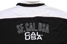 画像4: 90s イタリア製 Levi'sリーバイス SF.CAL.USA バックプリント ツートン レーヨン オープンカラー ボウリングシャツ 黒×白 XL★ユーロ (4)