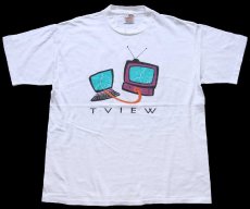 画像3: 90s USA製 T VIEW パソコン テレビ コットンTシャツ 白 L (3)