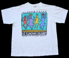 画像2: 90s ST.SIMONS ISLAND GEORGIA PLANET EARTH BIG HED designs アート コットンTシャツ 白 L (2)