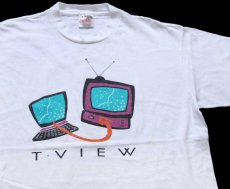 画像1: 90s USA製 T VIEW パソコン テレビ コットンTシャツ 白 L (1)