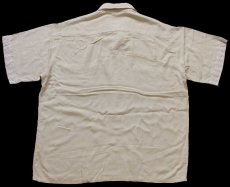 画像2: 60s Monte Carlo 織り柄 装飾 半袖 レーヨン オープンカラーシャツ ベージュ M (2)
