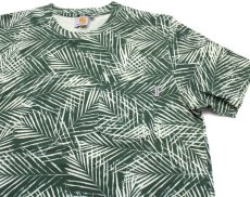 画像1: carharttカーハート パームリーフ 総柄 ポケットTシャツ 緑 L (1)
