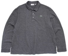 画像1: LACOSTE SPORT ラコステ ワンポイント コットン 長袖ポロシャツ 杢グレー 8★118 特大 (1)