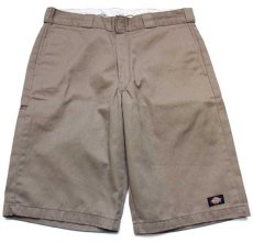 画像1: メキシコ製 Dickiesディッキーズ ワーク ハーフパンツ ブラウンベージュ 36★19 ショーツ ショートパンツ (1)