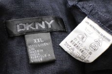 画像4: DKNY ダナキャラン ニューヨーク 織り柄 チェック 比翼 半袖 リネンシャツ 黒 XXL★特大 (4)