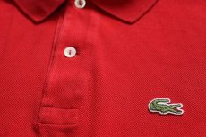 画像5: 80s フランス製 LACOSTE ラコステ ワンポイント コットン 鹿の子 ポロシャツ 赤 5★242 (5)