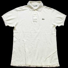 画像1: 70s フランス製 CHEMISE LACOSTE ラコステ ワンポイント コットン 鹿の子 ポロシャツ クリーム 4★238 (1)