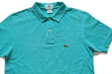 画像3: 80s USA製 IZOD LACOSTE ラコステ ワンポイント コットン 鹿の子 ポロシャツ エメラルドグリーン M (3)