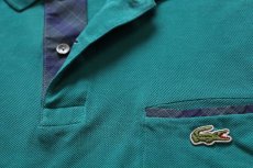 画像5: 80s フランス製 CHEMISE LACOSTE ラコステ LOISIRS ワンポイント ポケット付き コットン 鹿の子 ポロシャツ 緑 4★239 (5)