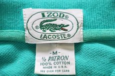 画像4: 80s USA製 IZOD LACOSTE ラコステ ワンポイント コットン 鹿の子 ポロシャツ エメラルドグリーン M (4)