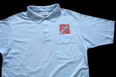 画像3: 80s USA製 Hanes THE HOME DEPOT ホームデポ ロゴ JUST ANOTHER DAY IN PARADISE! 両面プリント ポロシャツ 水色 L (3)