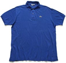 画像1: 70s フランス製 CHEMISE LACOSTE ラコステ ワンポイント コットン 鹿の子 ポロシャツ 青 7★241 (1)