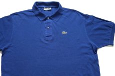 画像3: 70s フランス製 CHEMISE LACOSTE ラコステ ワンポイント コットン 鹿の子 ポロシャツ 青 7★241 (3)