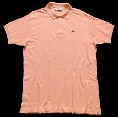 画像1: 70s フランス製 CHEMISE LACOSTE ラコステ ワンポイント コットン 鹿の子 ポロシャツ 薄ピンク 7★234 (1)