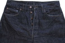 画像4: 90s USA製 Levi'sリーバイス 501 ダメージ カットオフ 先染め ブラック デニムパンツ w34 (4)