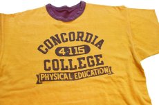 画像3: 60s USA製 CHAMPIONチャンピオン ランタグ CONCORDIA 四段中抜きプリント コットン リバーシブルTシャツ マスタード×バーガンディ M (3)