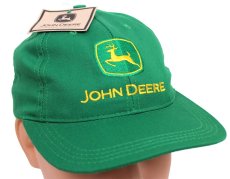 画像1: デッドストック★90s USA製 JOHN DEERE FRANK NETT CO. ロゴ刺繍 キャップ 緑 (1)