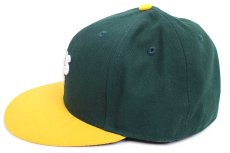 画像3: NEW ERA 59FIFTY MLB Oakland Athletics 刺繍 ツートン 切り替え ベースボールキャップ 緑×黄 7 1/4 (3)