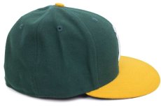 画像4: NEW ERA 59FIFTY MLB Oakland Athletics 刺繍 ツートン 切り替え ベースボールキャップ 緑×黄 7 1/4 (4)