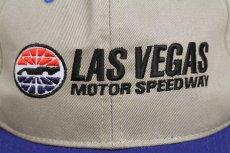 画像5: 00s LAS VEGAS MOTOR SPEEDWAY ダイス 刺繍 ツートン 切り替え コットンキャップ グレーベージュ×青★B (5)