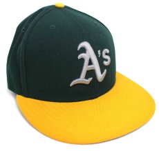 画像1: NEW ERA 59FIFTY MLB Oakland Athletics 刺繍 ツートン 切り替え ベースボールキャップ 緑×黄 7 1/4 (1)