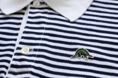 画像4: 80s LA CAMICIA POLO ボーダー 恐竜ロゴ コットン 鹿の子 ポロシャツ 白×濃紺 4 (4)