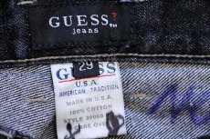 画像6: 90s USA製 GUESSゲス JEANS ブラック デニムパンツ 先染め w29 (6)