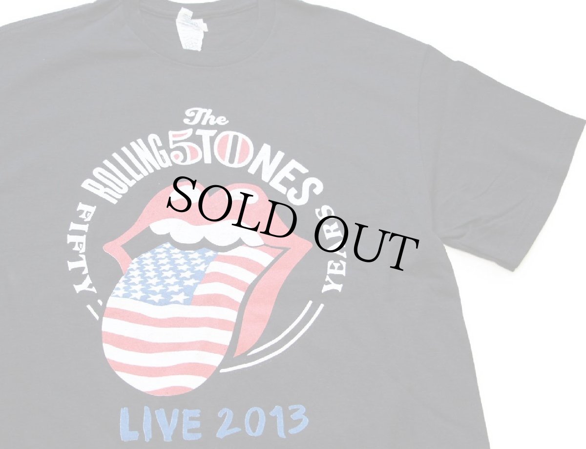 画像1: The Rolling Stones ローリングストーンズ FIFTY YEARS LIVE 2013 両面プリント バンドTシャツ 黒 L (1)