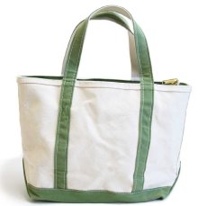 画像2: USA製 L.L.Bean BOAT AND TOTE Anna 刺繍 キャンバス トートバッグ ジップトップ ライトグリーン M★ミディアム (2)