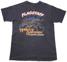 画像3: 80s HARLEY-DAVIDSON ハーレー ダビッドソン FLAGSTAFF ARIZONA 両面プリント コットンTシャツ 黒 フェード (3)