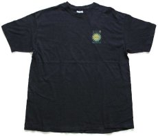 画像2: 90s USA製 Hanes RODGER'S サンフェイス ムーンフェイス コットンTシャツ 黒 XL (2)