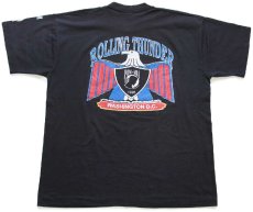 画像3: 90s USA製 ROLLING THUNDER POW MIA サンダーバード 両面プリント Tシャツ 黒 XL (3)