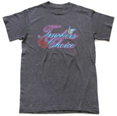 画像2: 90s USA製 Truckers Choice バタフライ フラワー イーグル 星条旗 両面プリント Tシャツ 薄黒 (2)