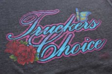 画像3: 90s USA製 Truckers Choice バタフライ フラワー イーグル 星条旗 両面プリント Tシャツ 薄黒 (3)