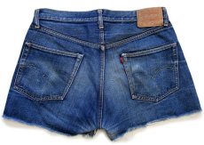 画像2: 60s USA製 LEVI'Sリーバイス 501 BIGE Sタイプ カットオフ デニムショートパンツ ヒゲ w35★ショーツ (2)