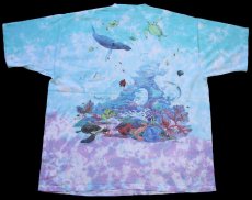 画像2: 90s LIQUID BLUE OCEANICA 海洋生物 アート 両面プリント タイダイ染め コットンTシャツ XXL★特大 (2)