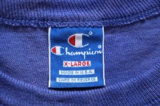 画像5: 90s USA製 Championチャンピオン ワンポイント スクリプト ロゴ ブリーチ加工 コットンTシャツ 青紫 XL (5)