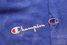 画像4: 90s USA製 Championチャンピオン ワンポイント スクリプト ロゴ ブリーチ加工 コットンTシャツ 青紫 XL (4)