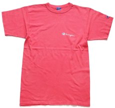 画像2: 90s USA製 Championチャンピオン ワンポイント スクリプト ロゴ コットンTシャツ ピンク M (2)