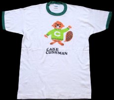 画像2: 70s USA製 Championチャンピオン LAKE CUSHMAN 染み込みプリント コットン リンガーTシャツ 白×緑 L (2)