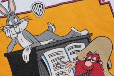 画像6: 90s USA製 ACME WARNER BROS LOONEY TUNES バッグスバニー ヨセミテサム PLAY IT AGAIN SAM コットンTシャツ 白 L (6)