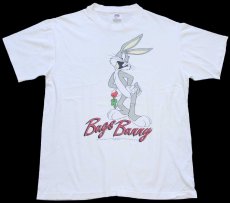 画像2: 90s USA製 Warner Bros LOONEY TUNES Bags Bunnyバッグスバニー コットンTシャツ 白 L (2)