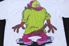 画像4: 90s USA製 Warner Bros LOONEY TUNES TAZ タズマニアンデビル 両面プリント コットンTシャツ 白 XL (4)