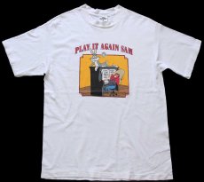 画像2: 90s USA製 ACME WARNER BROS LOONEY TUNES バッグスバニー ヨセミテサム PLAY IT AGAIN SAM コットンTシャツ 白 L (2)