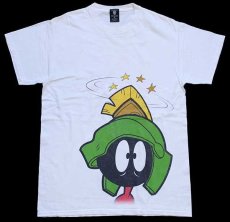 画像1: 90s USA製 WARNER BROS LOONEY TUNES マービン ザ マーシャン TAIL SPIN 両面プリント コットンTシャツ 白 M (1)