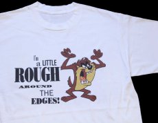 画像1: 90s I'm a LITTLE ROUGH AROUND THE EDGES! タズマニアンデビル コットンTシャツ 白 (1)